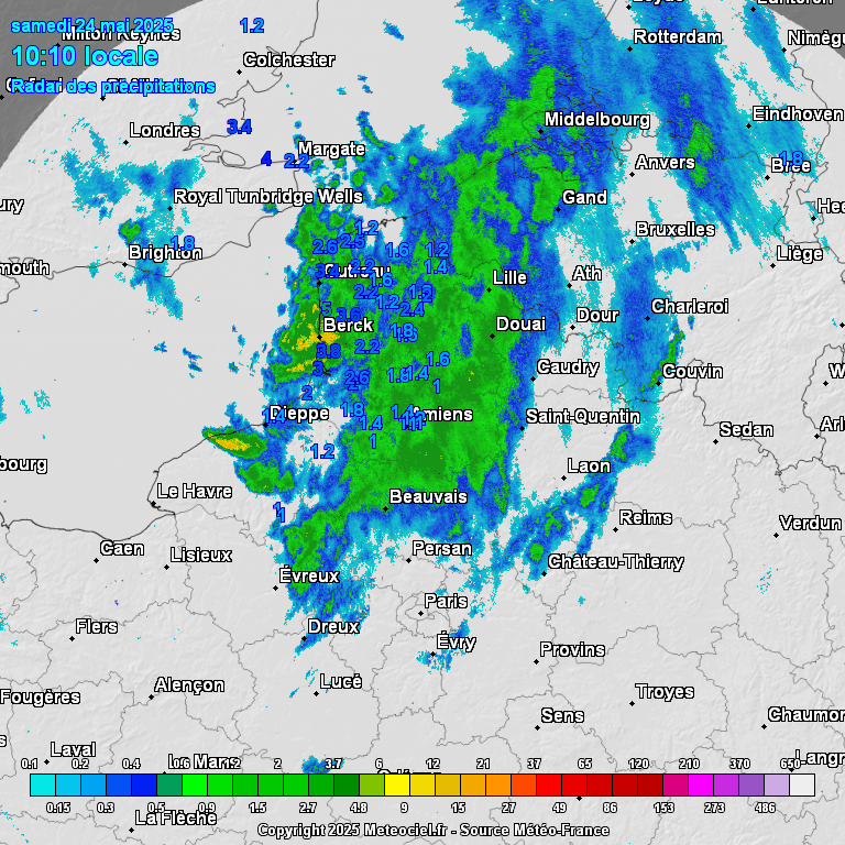 Exemple d'image radar avec stations 6min